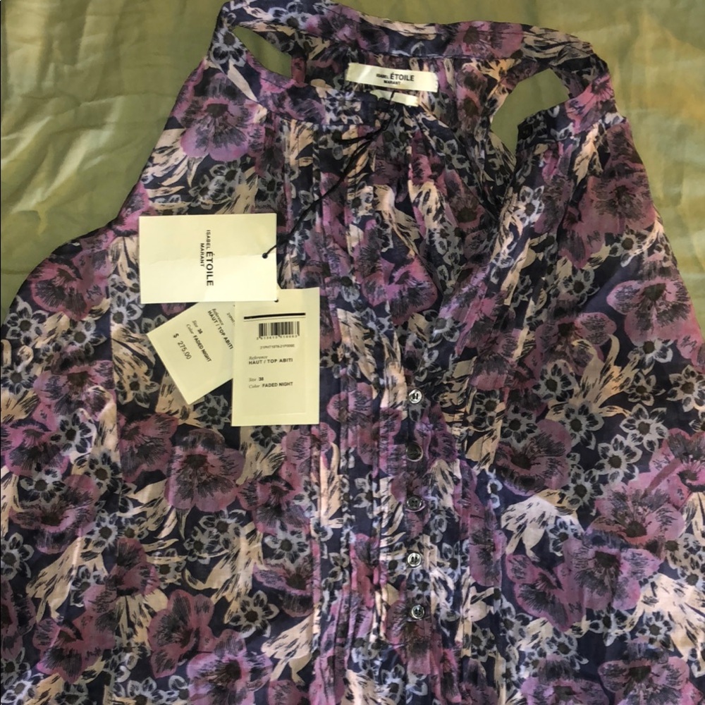 Purple Floral Sleeveless Blouse